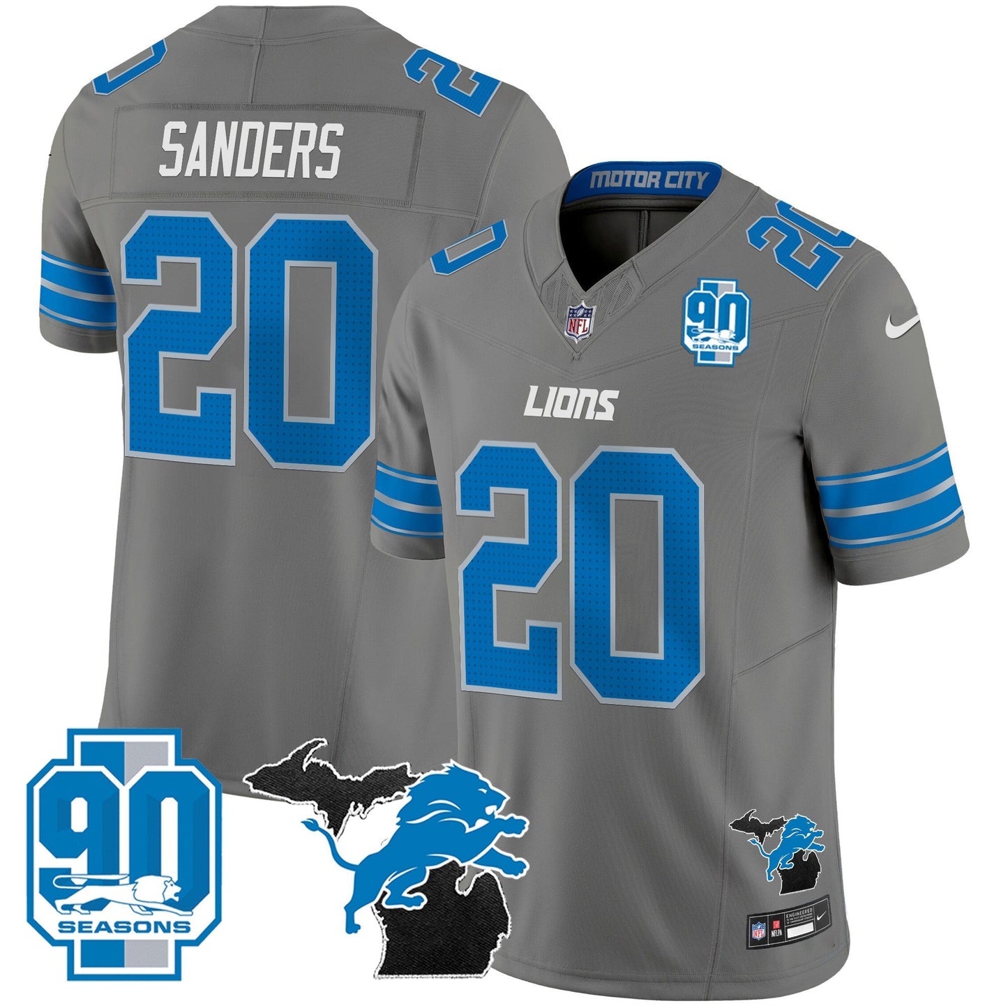 DET 2025 Michigan & 90th Year Patch Vapor Jersey - All Stitched
