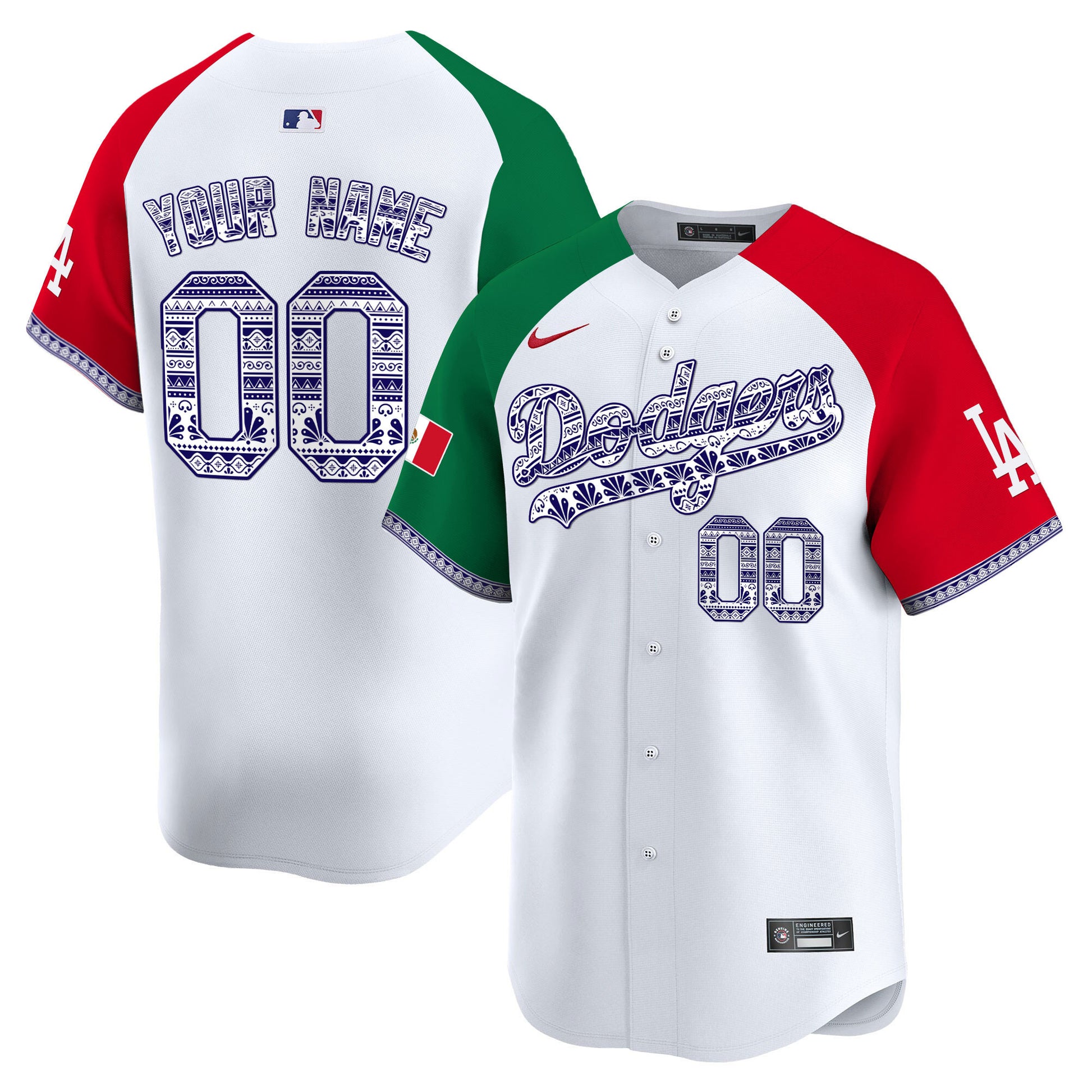Los Angeles Dodgers Mexico Vapor Premier Limited Custom Jersey V3 - All Stitched