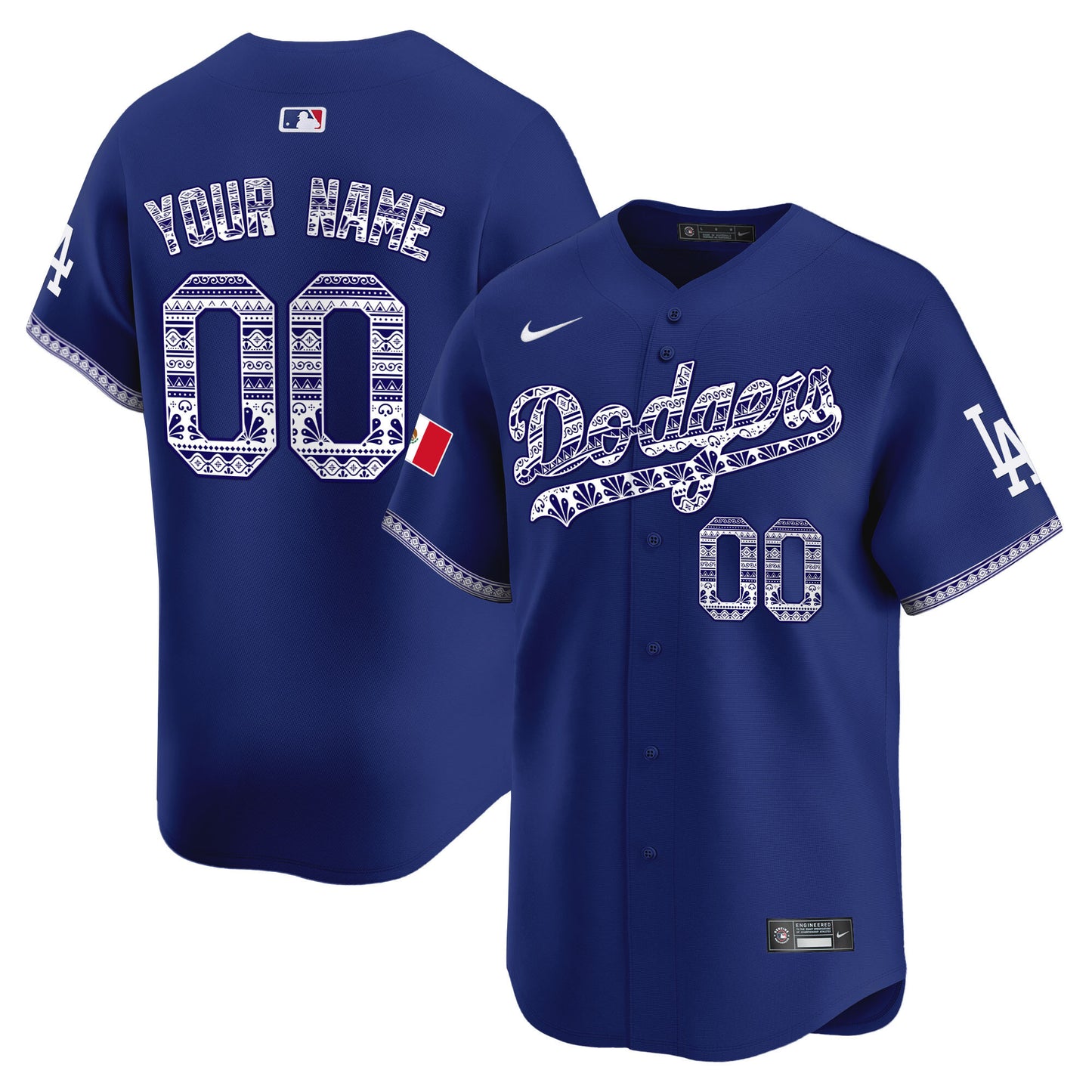 Los Angeles Dodgers Mexico Vapor Premier Limited Custom Jersey V3 - All Stitched