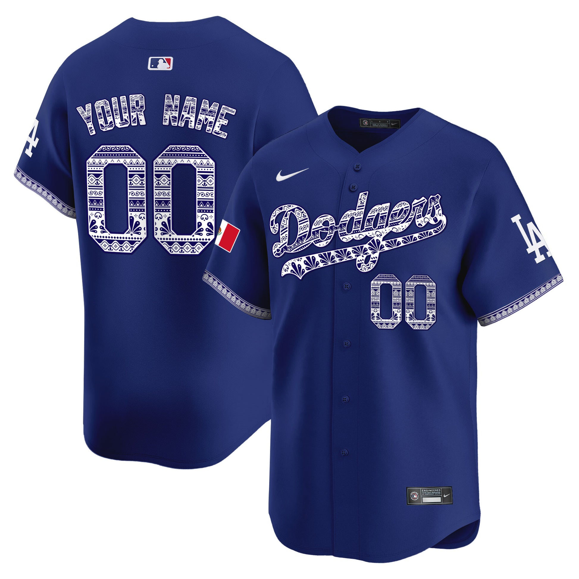 Los Angeles Dodgers Mexico Vapor Premier Limited Custom Jersey V3 - All Stitched