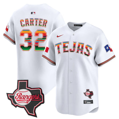 Men's Texas Rangers Mexico Texas Patch Vapor Premier Limited Jersey - All Stitched
