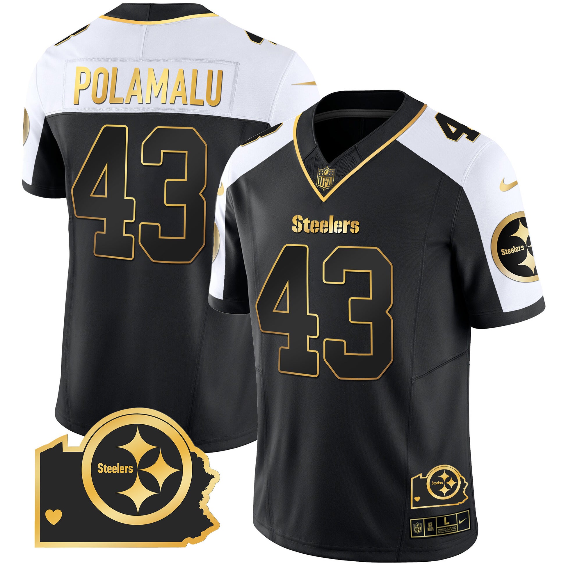 Men's Steelers Home Patch Gold Vapor Jersey - All Stitched