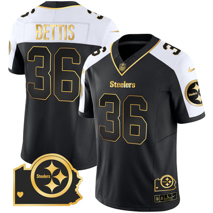 Men's Steelers Home Patch Gold Vapor Jersey - All Stitched