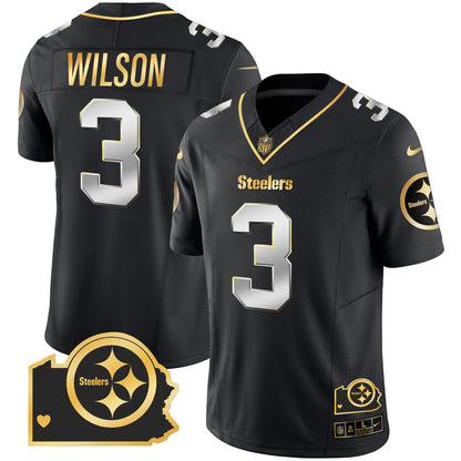 Men's Steelers Home Patch Gold Vapor Jersey - All Stitched