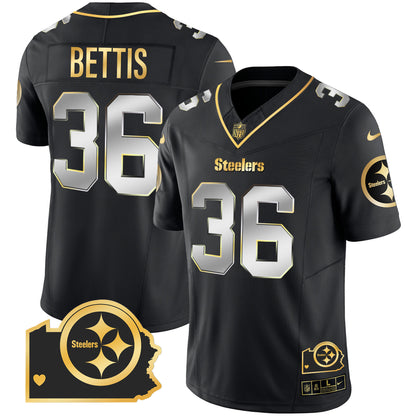 Men's Steelers Home Patch Gold Vapor Jersey - All Stitched