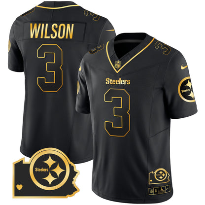Men's Steelers Home Patch Gold Vapor Jersey - All Stitched