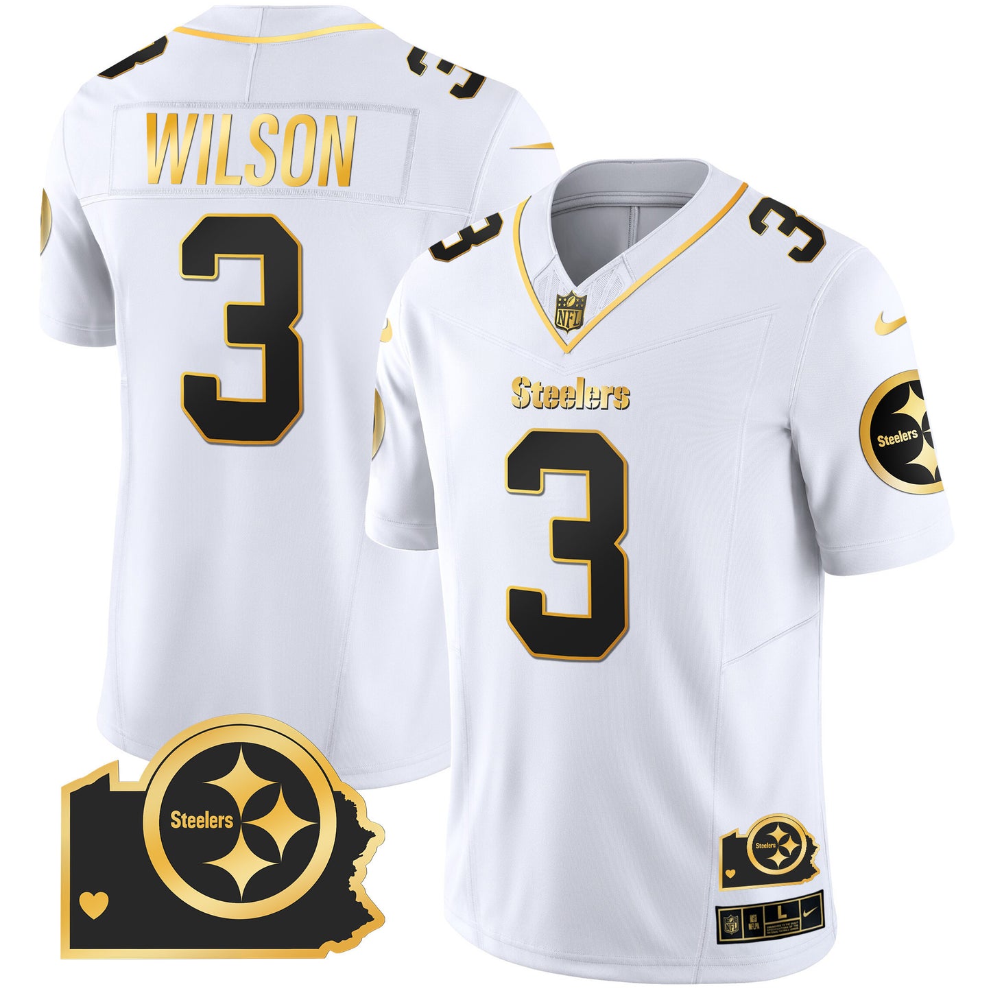 Men's Steelers Home Patch Gold Vapor Jersey - All Stitched