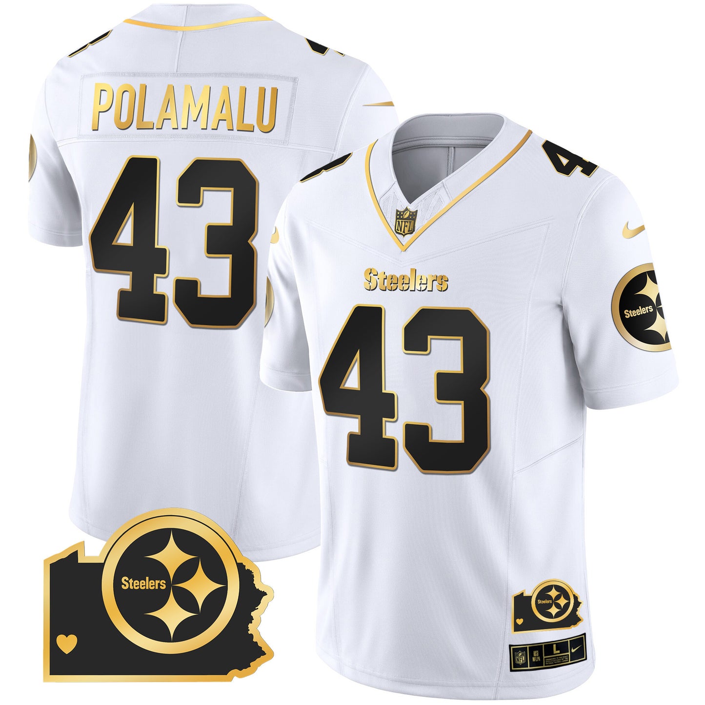 Men's Steelers Home Patch Gold Vapor Jersey - All Stitched