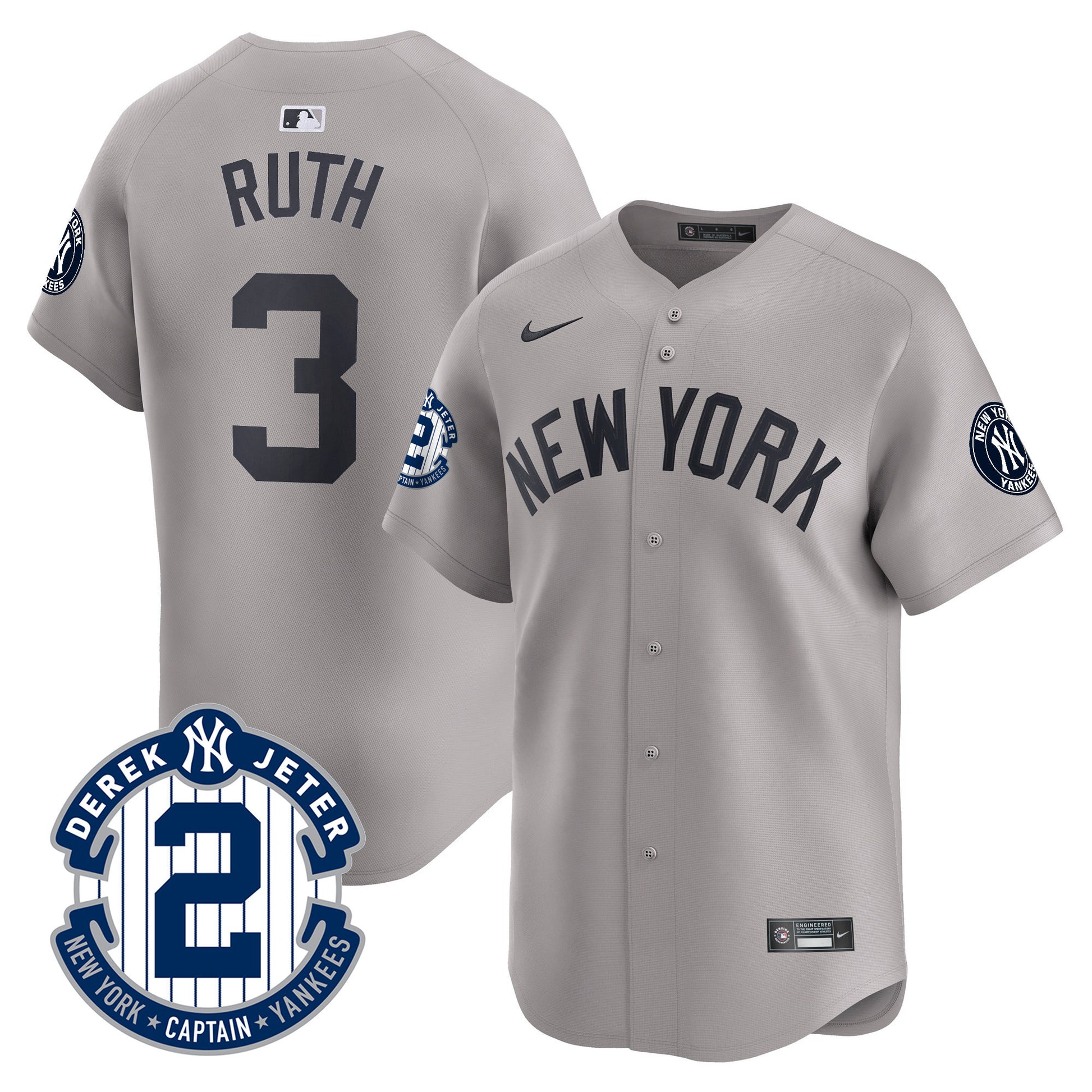 Men's Yankees Derek Jeter Patch Vapor Premier Limited Jersey - All Stitched