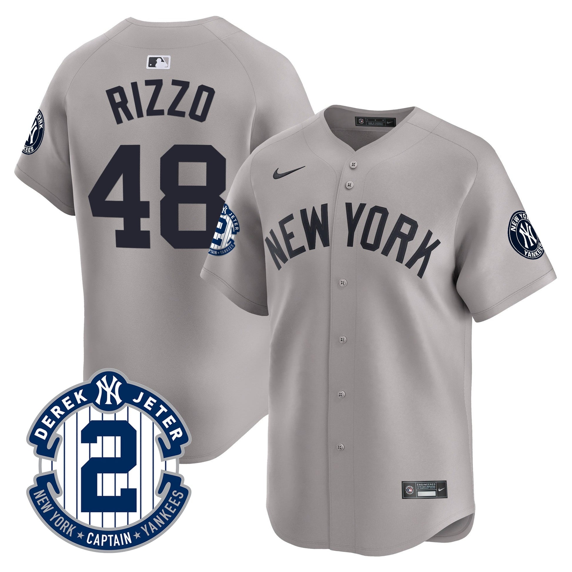 Men's Yankees Derek Jeter Patch Vapor Premier Limited Jersey - All Stitched