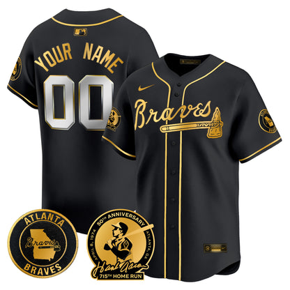 Atlanta Braves Hank Aaron 715th Home Run Patch Vapor Premier Limited Custom Jersey - All Stitched