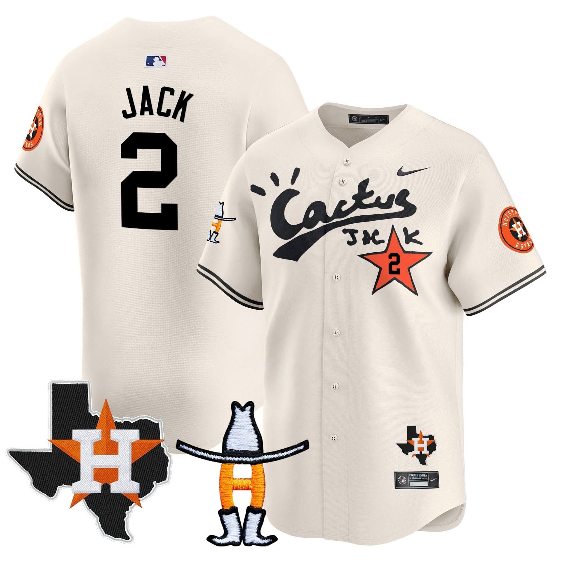 Men's Houston Astros Cactus Jack Houston Rodeo Patch Vapor Premier Limited Jersey - All Stitched