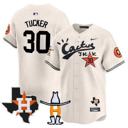 Men's Houston Astros Cactus Jack Houston Rodeo Patch Vapor Premier Limited Jersey - All Stitched