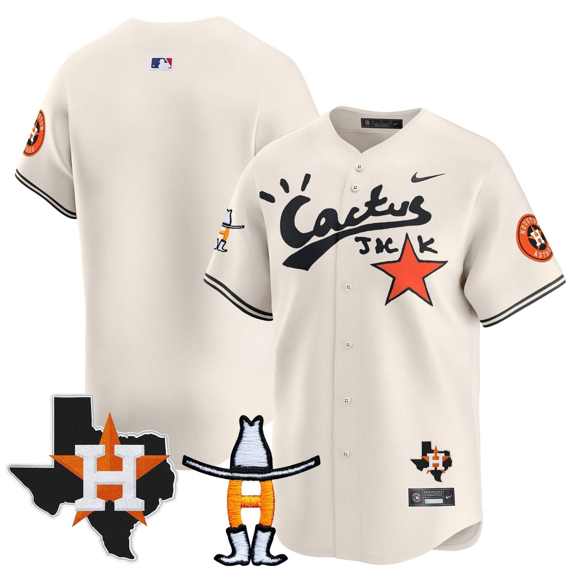 Men's Houston Astros Cactus Jack Houston Rodeo Patch Vapor Premier Limited Jersey - All Stitched
