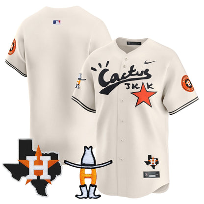 Men's Houston Astros Cactus Jack Houston Rodeo Patch Vapor Premier Limited Jersey - All Stitched