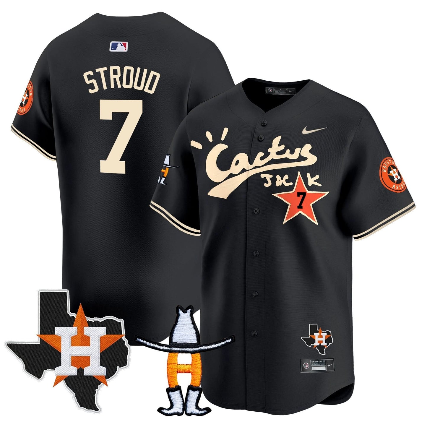 Men's Houston Astros Cactus Jack Houston Rodeo Patch Vapor Premier Limited Jersey - All Stitched