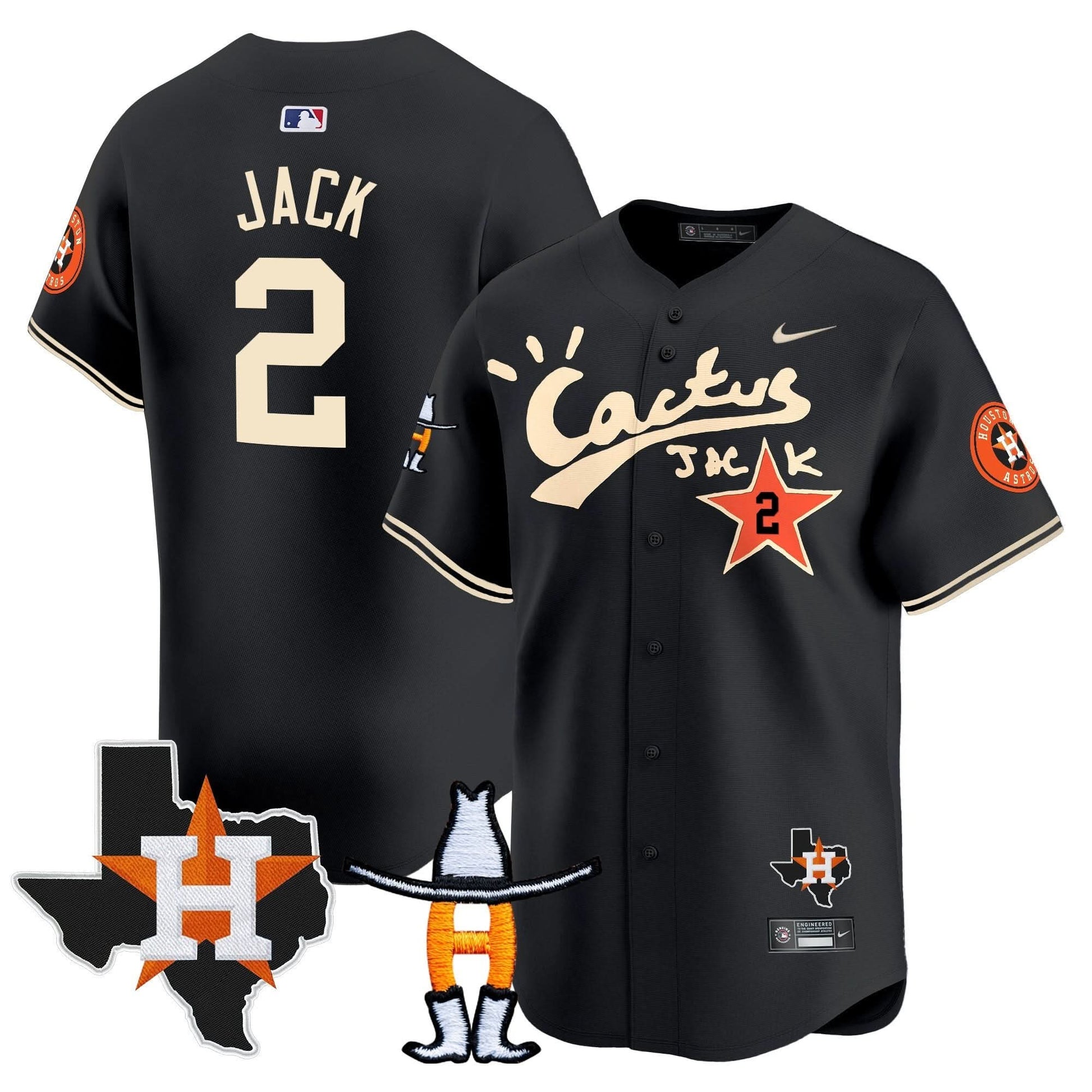 Men's Houston Astros Cactus Jack Houston Rodeo Patch Vapor Premier Limited Jersey - All Stitched