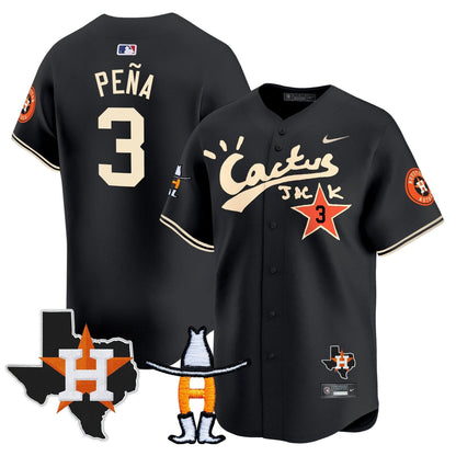 Men's Houston Astros Cactus Jack Houston Rodeo Patch Vapor Premier Limited Jersey - All Stitched