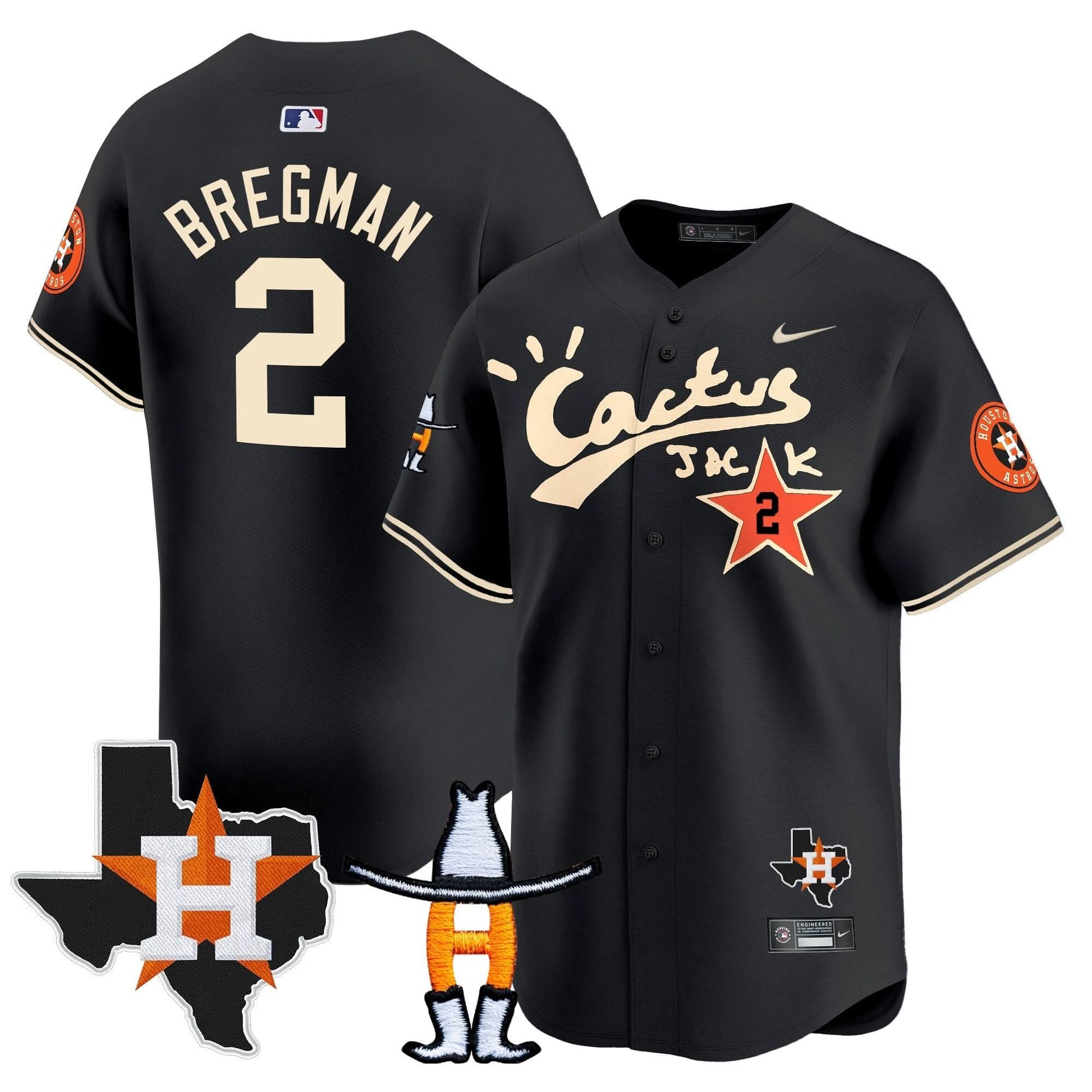 Men's Houston Astros Cactus Jack Houston Rodeo Patch Vapor Premier Limited Jersey - All Stitched