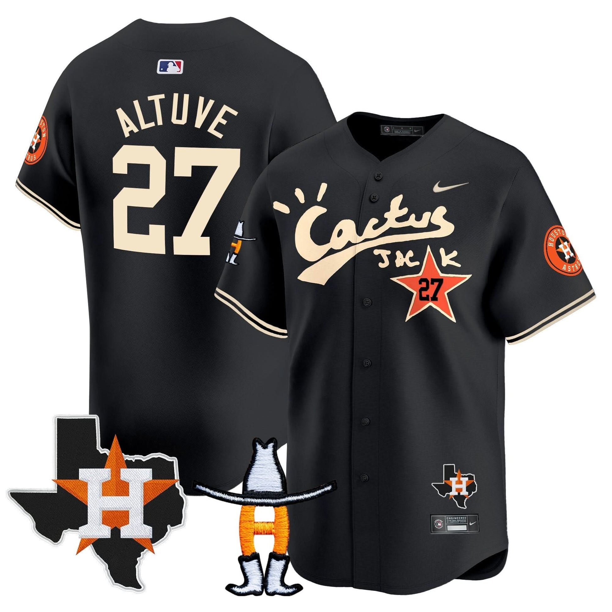 Men's Houston Astros Cactus Jack Houston Rodeo Patch Vapor Premier Limited Jersey - All Stitched