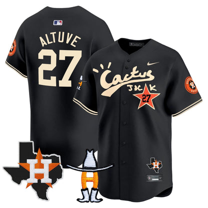 Men's Houston Astros Cactus Jack Houston Rodeo Patch Vapor Premier Limited Jersey - All Stitched
