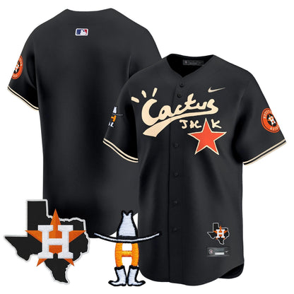 Men's Houston Astros Cactus Jack Houston Rodeo Patch Vapor Premier Limited Jersey - All Stitched
