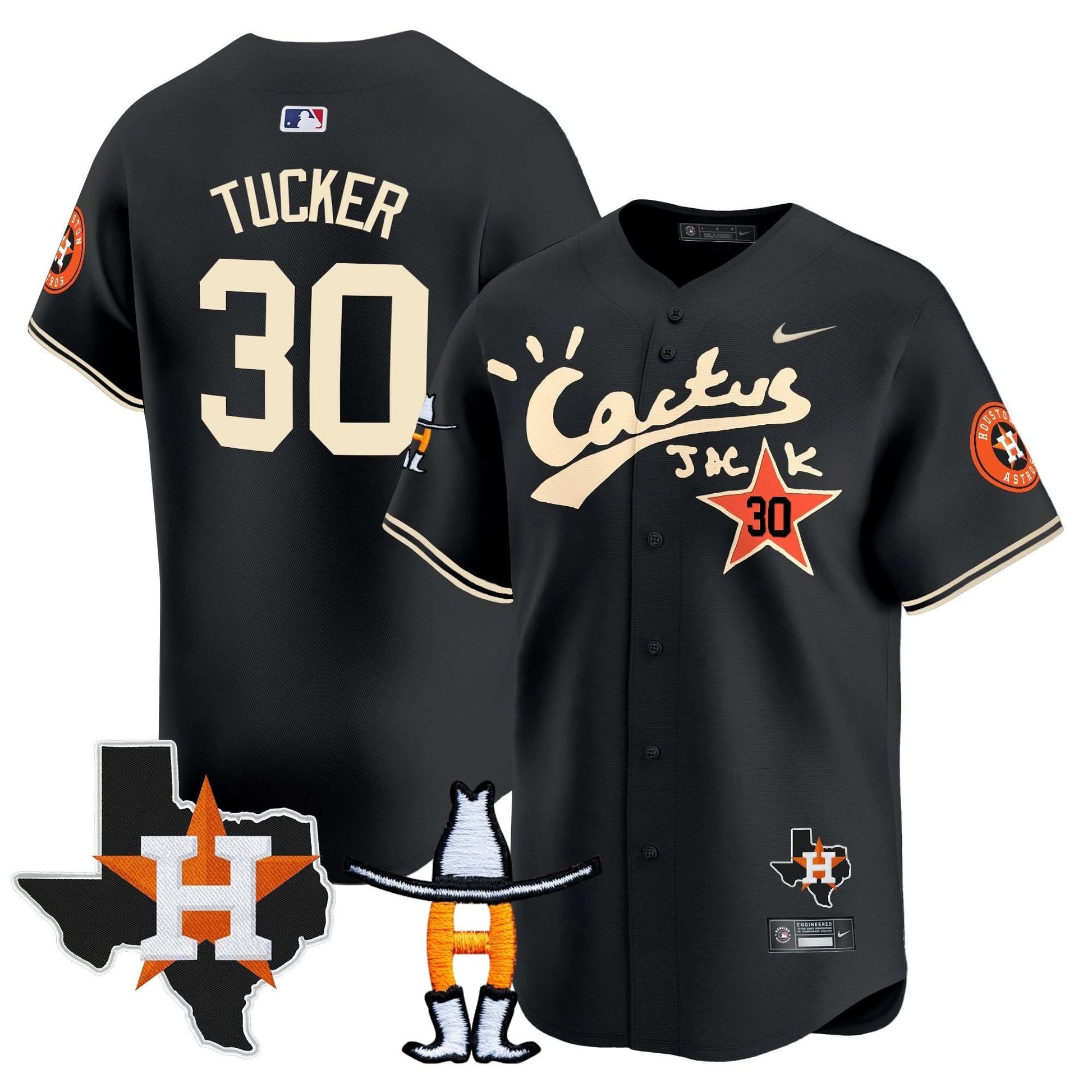 Men's Houston Astros Cactus Jack Houston Rodeo Patch Vapor Premier Limited Jersey - All Stitched