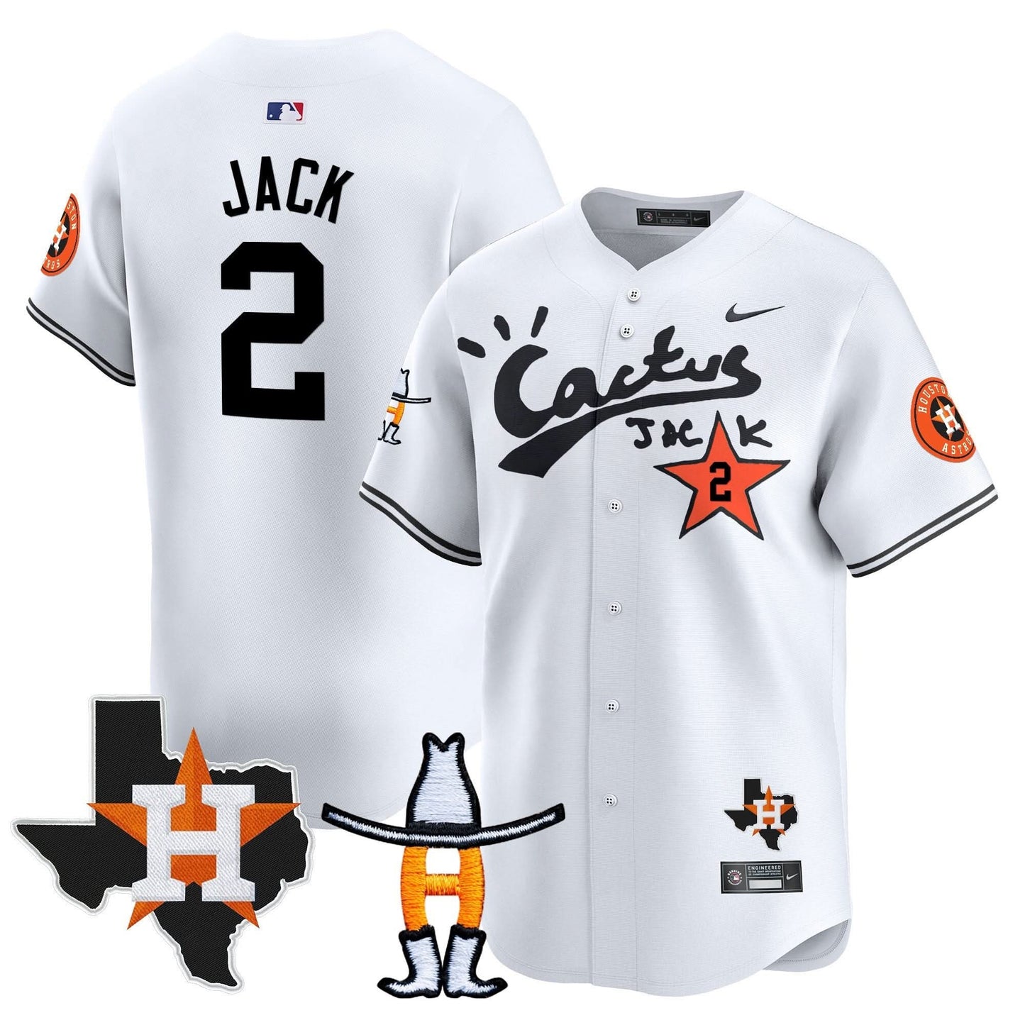 Men's Houston Astros Cactus Jack Houston Rodeo Patch Vapor Premier Limited Jersey - All Stitched