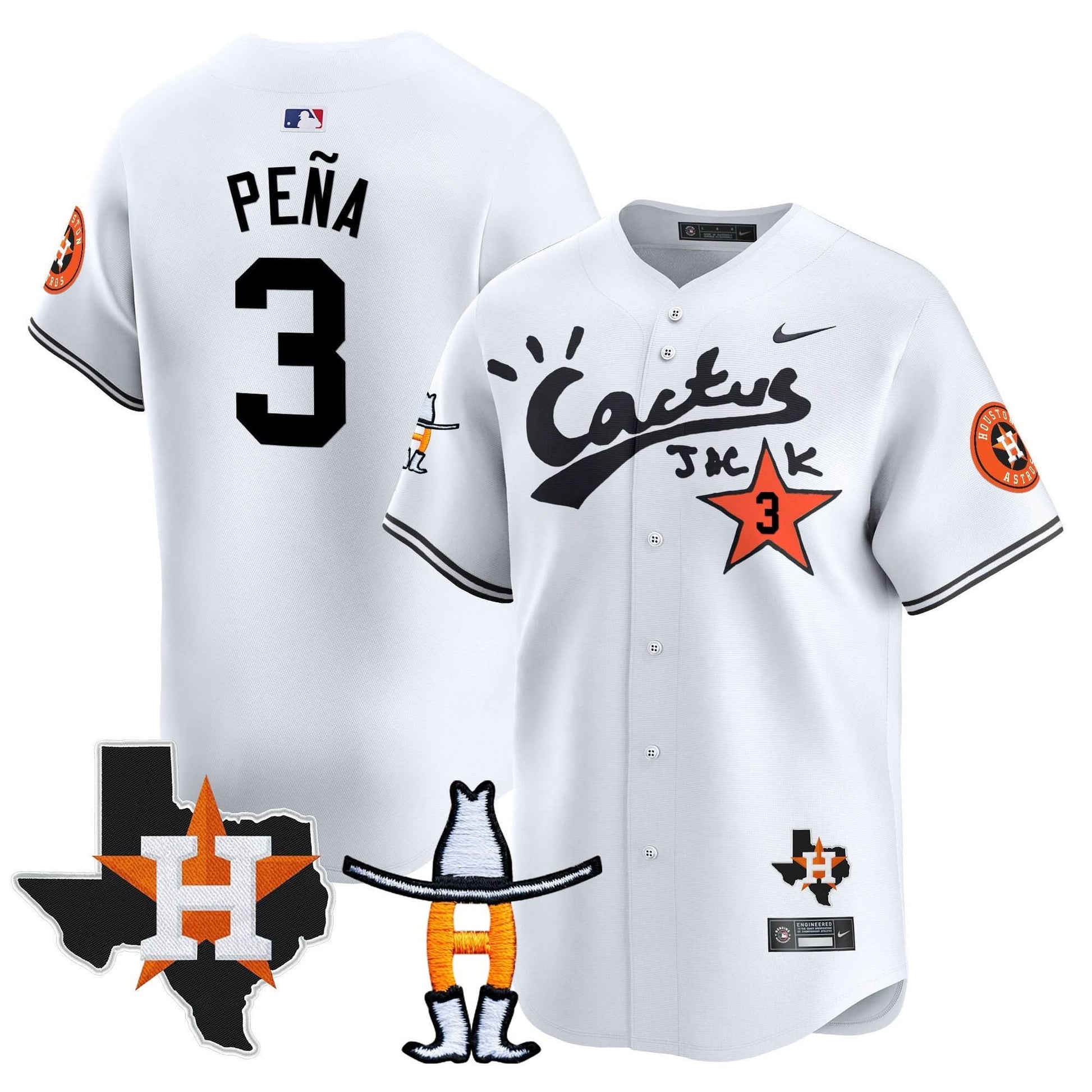 Men's Houston Astros Cactus Jack Houston Rodeo Patch Vapor Premier Limited Jersey - All Stitched