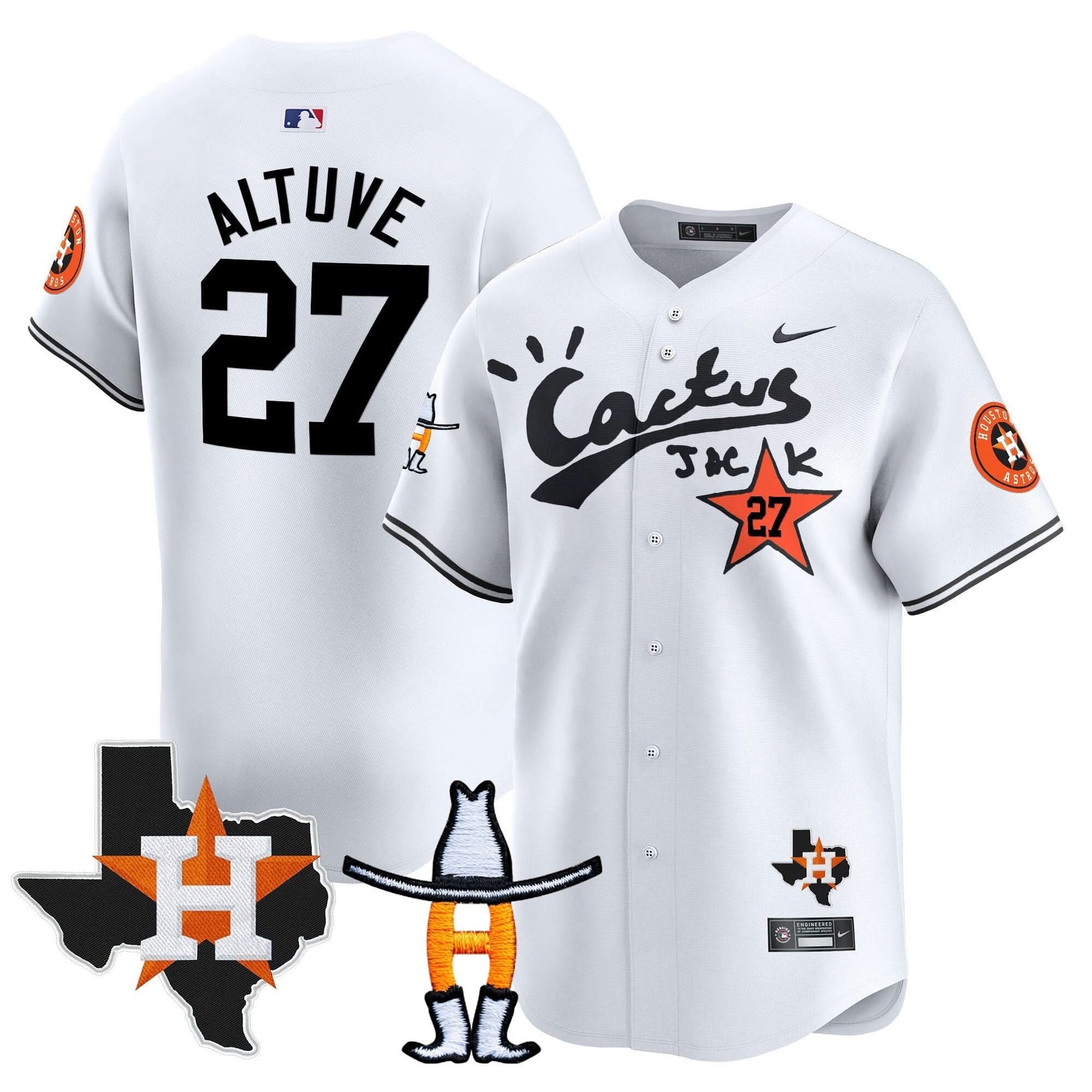 Men's Houston Astros Cactus Jack Houston Rodeo Patch Vapor Premier Limited Jersey - All Stitched