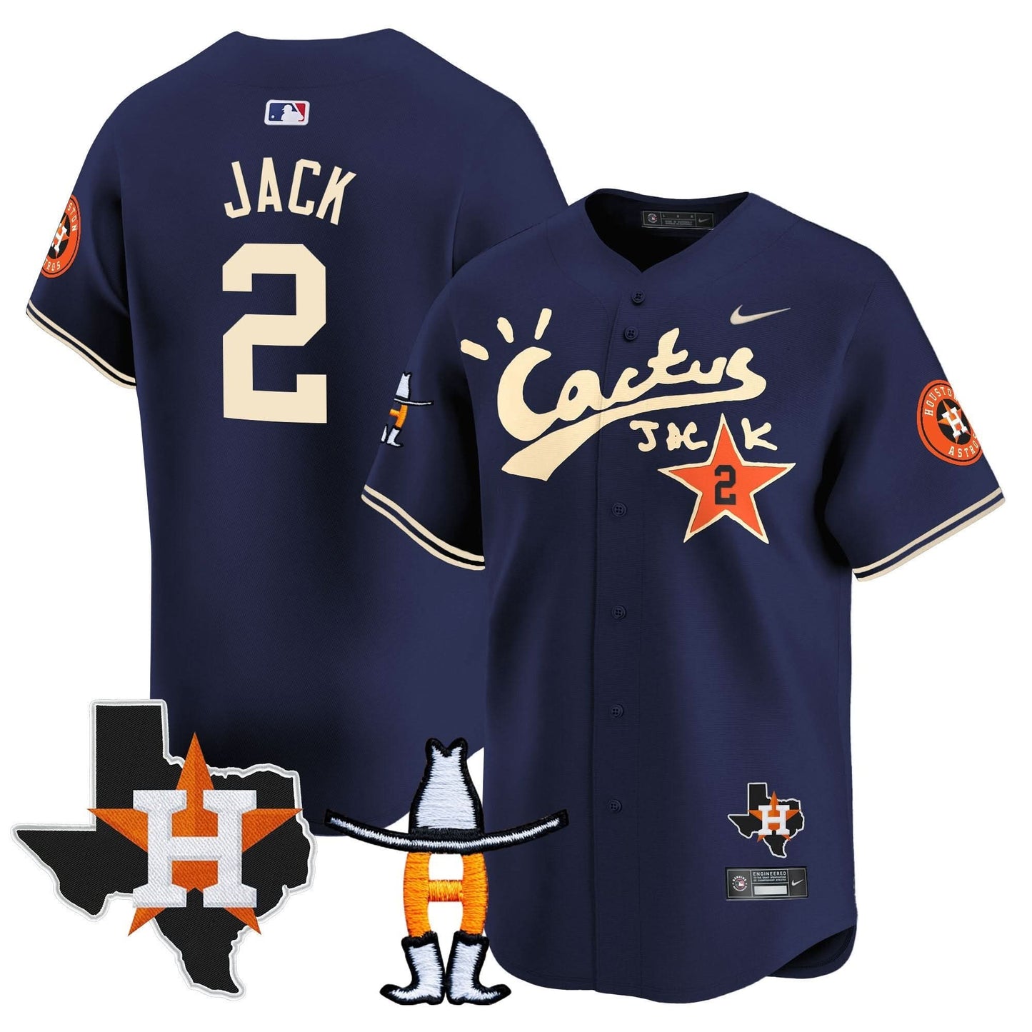 Men's Houston Astros Cactus Jack Houston Rodeo Patch Vapor Premier Limited Jersey - All Stitched
