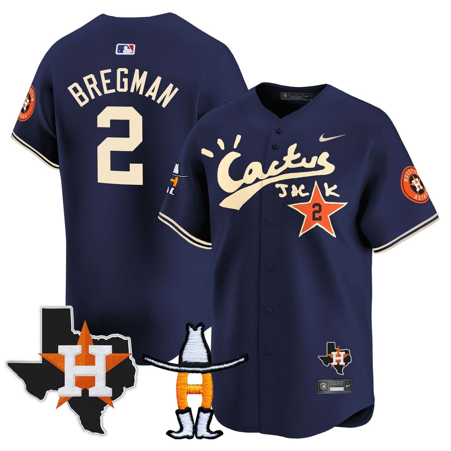 Men's Houston Astros Cactus Jack Houston Rodeo Patch Vapor Premier Limited Jersey - All Stitched