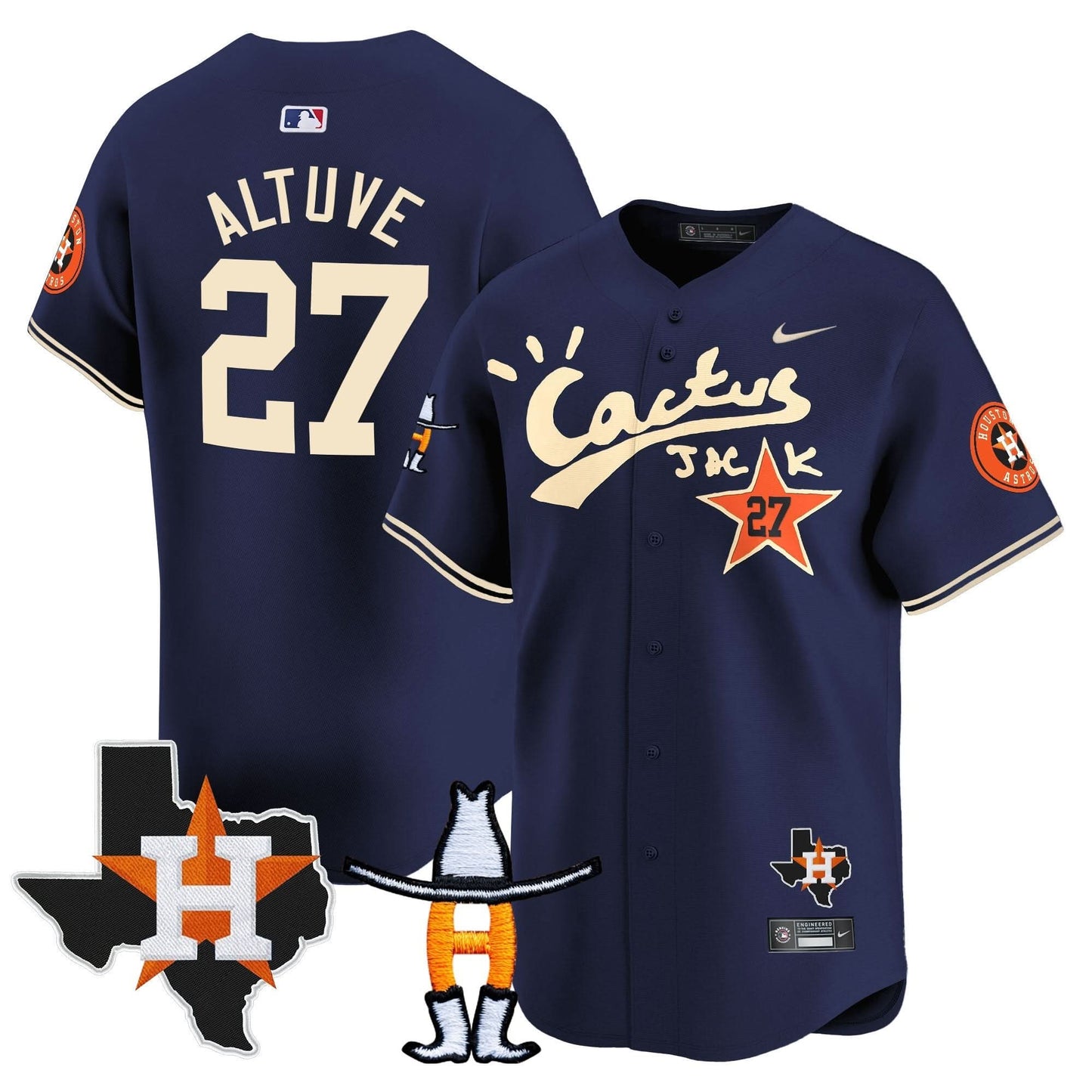 Men's Houston Astros Cactus Jack Houston Rodeo Patch Vapor Premier Limited Jersey - All Stitched