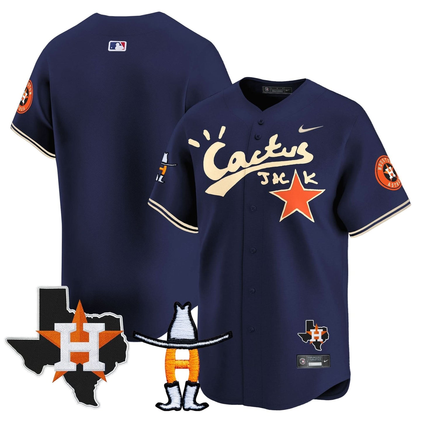 Men's Houston Astros Cactus Jack Houston Rodeo Patch Vapor Premier Limited Jersey - All Stitched