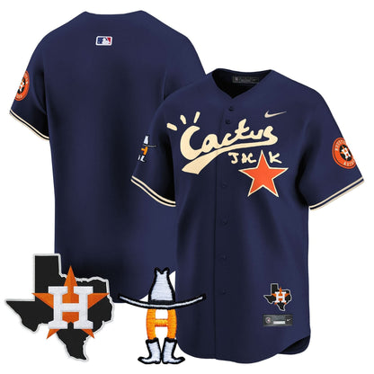 Men's Houston Astros Cactus Jack Houston Rodeo Patch Vapor Premier Limited Jersey - All Stitched