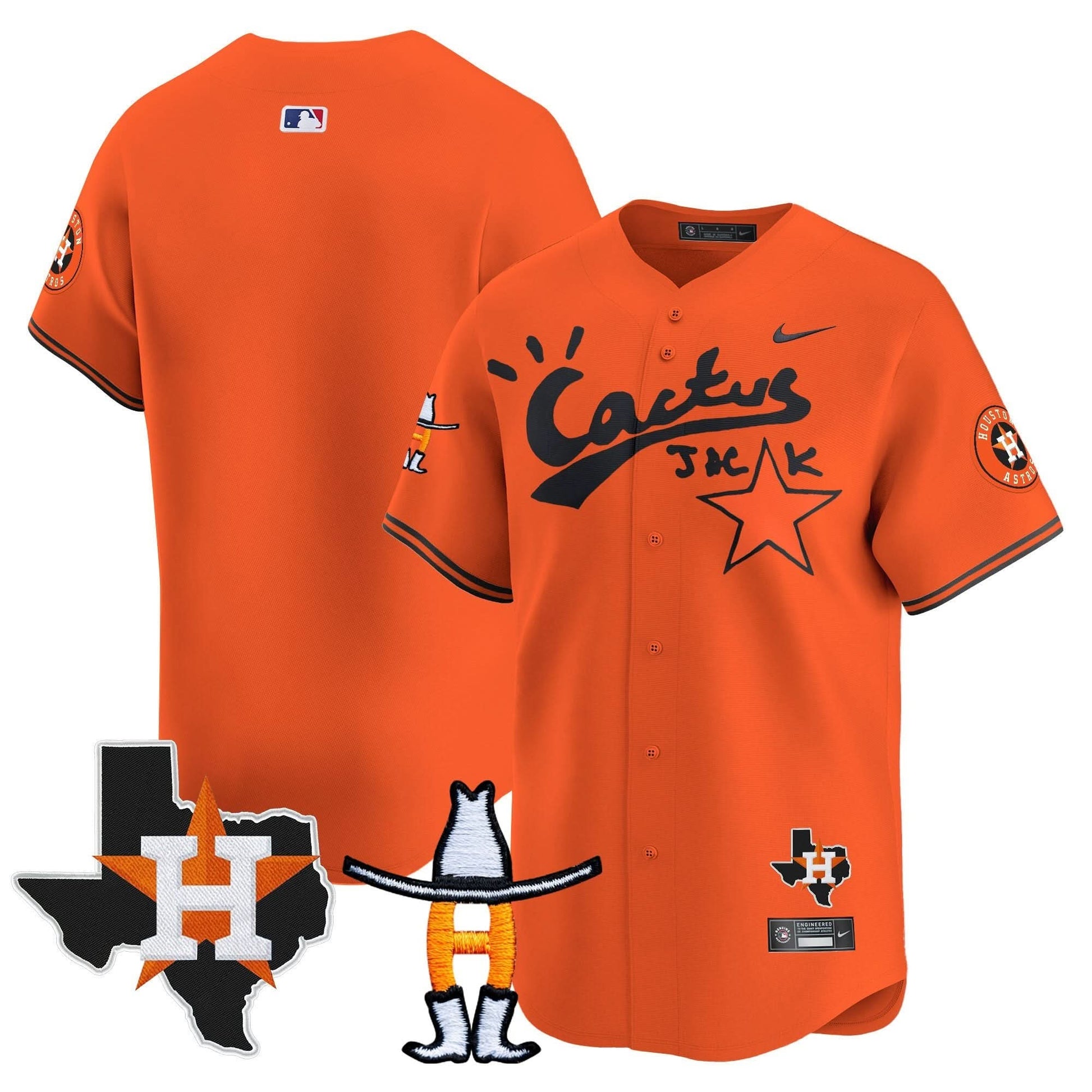 Men's Houston Astros Cactus Jack Houston Rodeo Patch Vapor Premier Limited Jersey - All Stitched