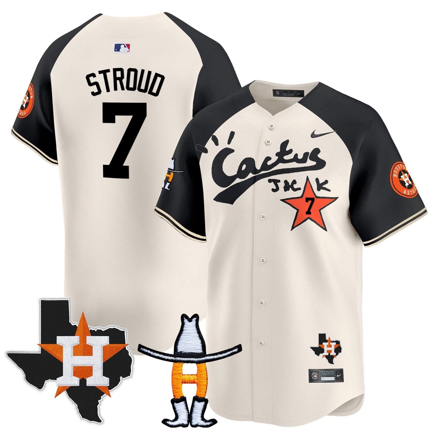 Men's Houston Astros Cactus Jack Houston Rodeo Patch Vapor Premier Limited Jersey - All Stitched
