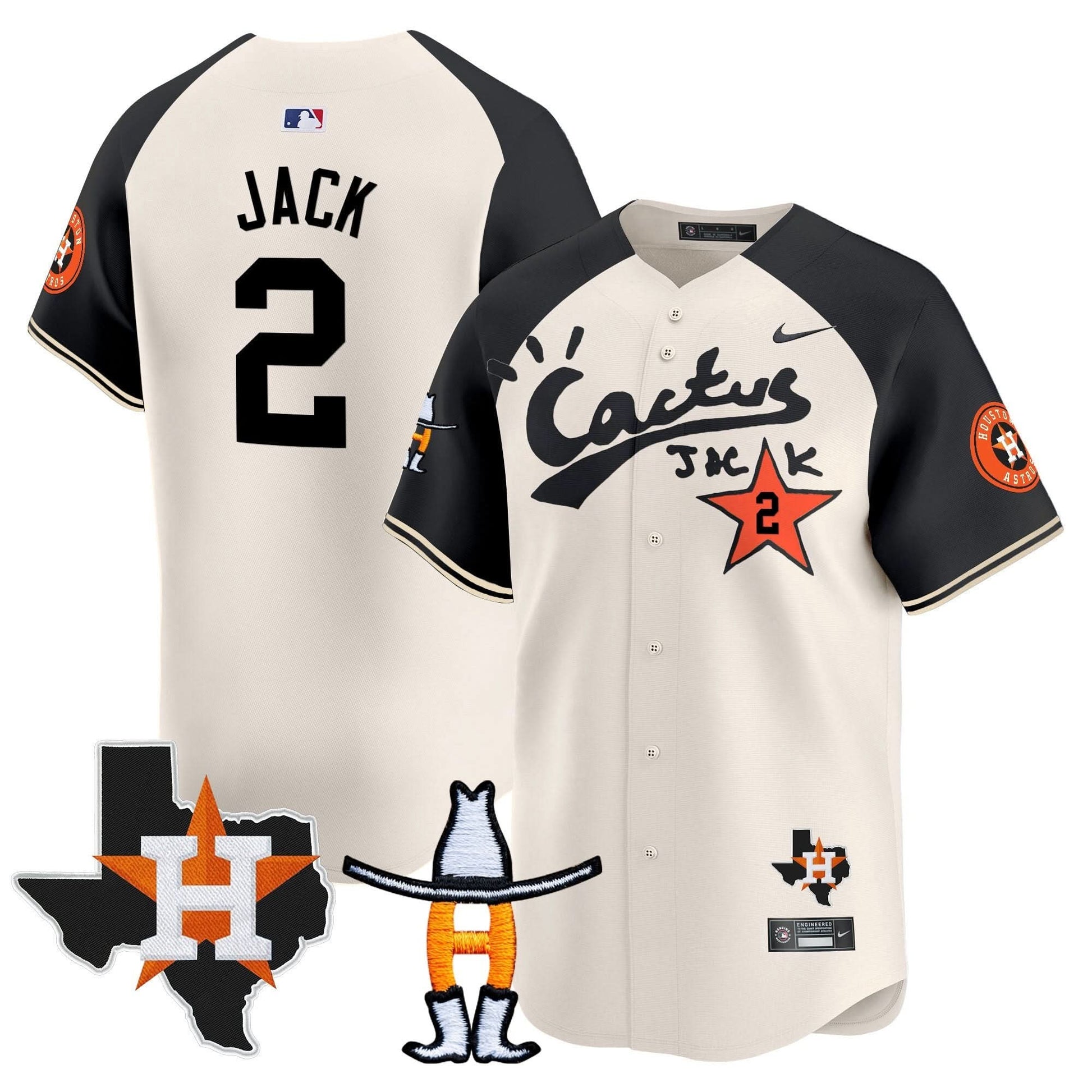 Men's Houston Astros Cactus Jack Houston Rodeo Patch Vapor Premier Limited Jersey - All Stitched