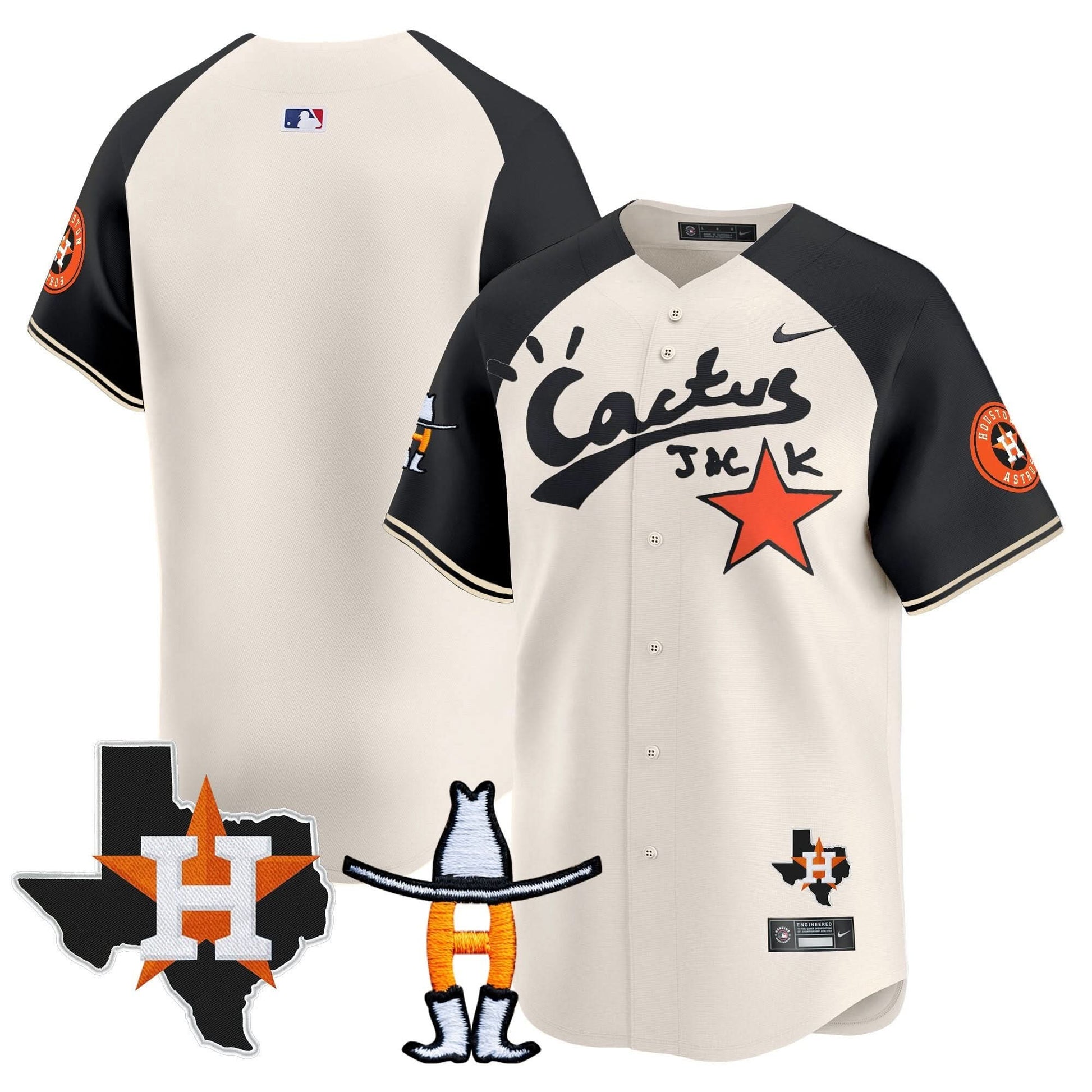 Men's Houston Astros Cactus Jack Houston Rodeo Patch Vapor Premier Limited Jersey - All Stitched