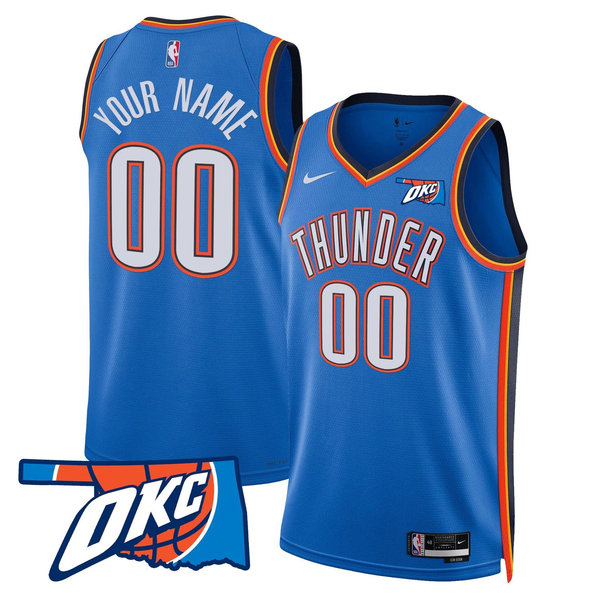 Oklahoma City Thunder Swingman Custom Jersey - Oklahoma Patch - All Stitched