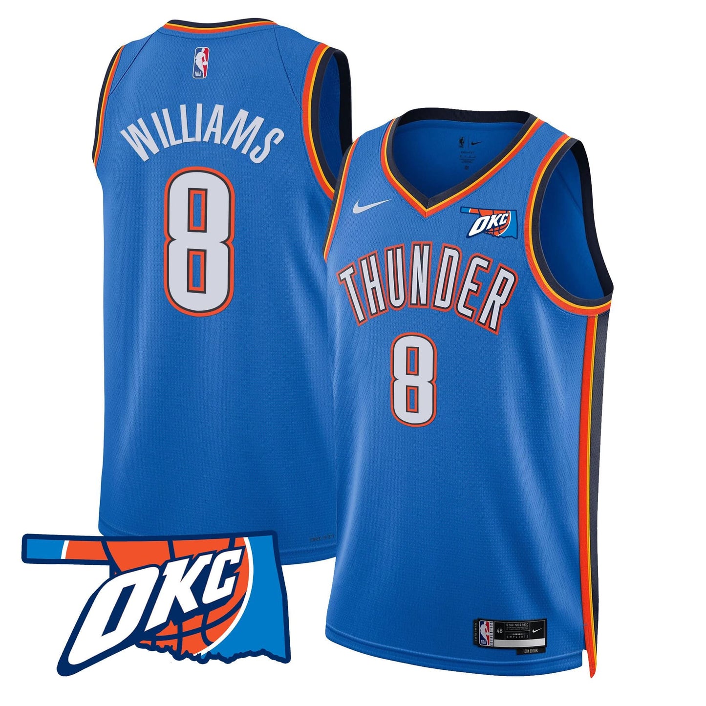Men's Oklahoma City Thunder Swingman Jersey - Oklahoma Patch - All Stitched