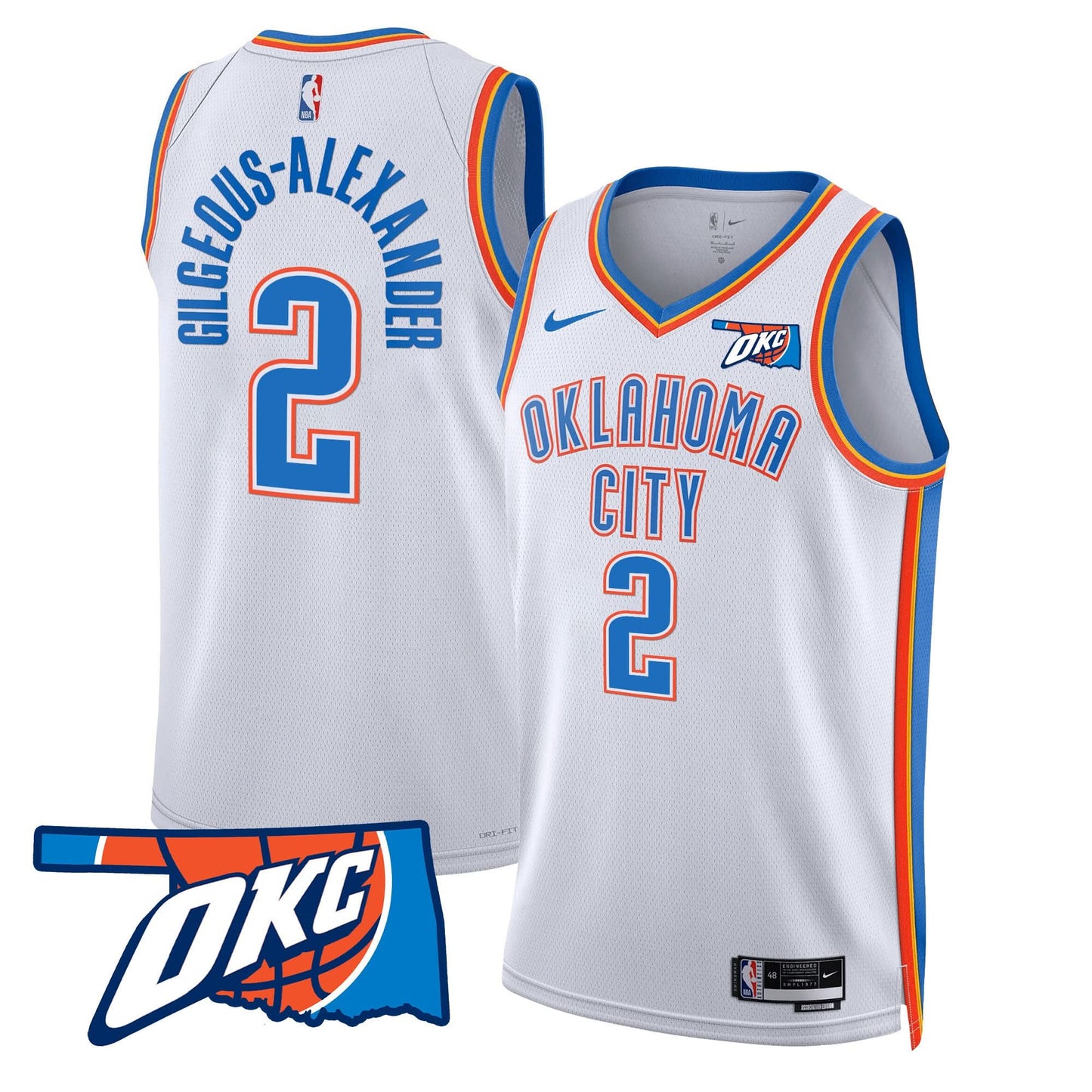 Men's Oklahoma City Thunder Swingman Jersey - Oklahoma Patch - All Stitched