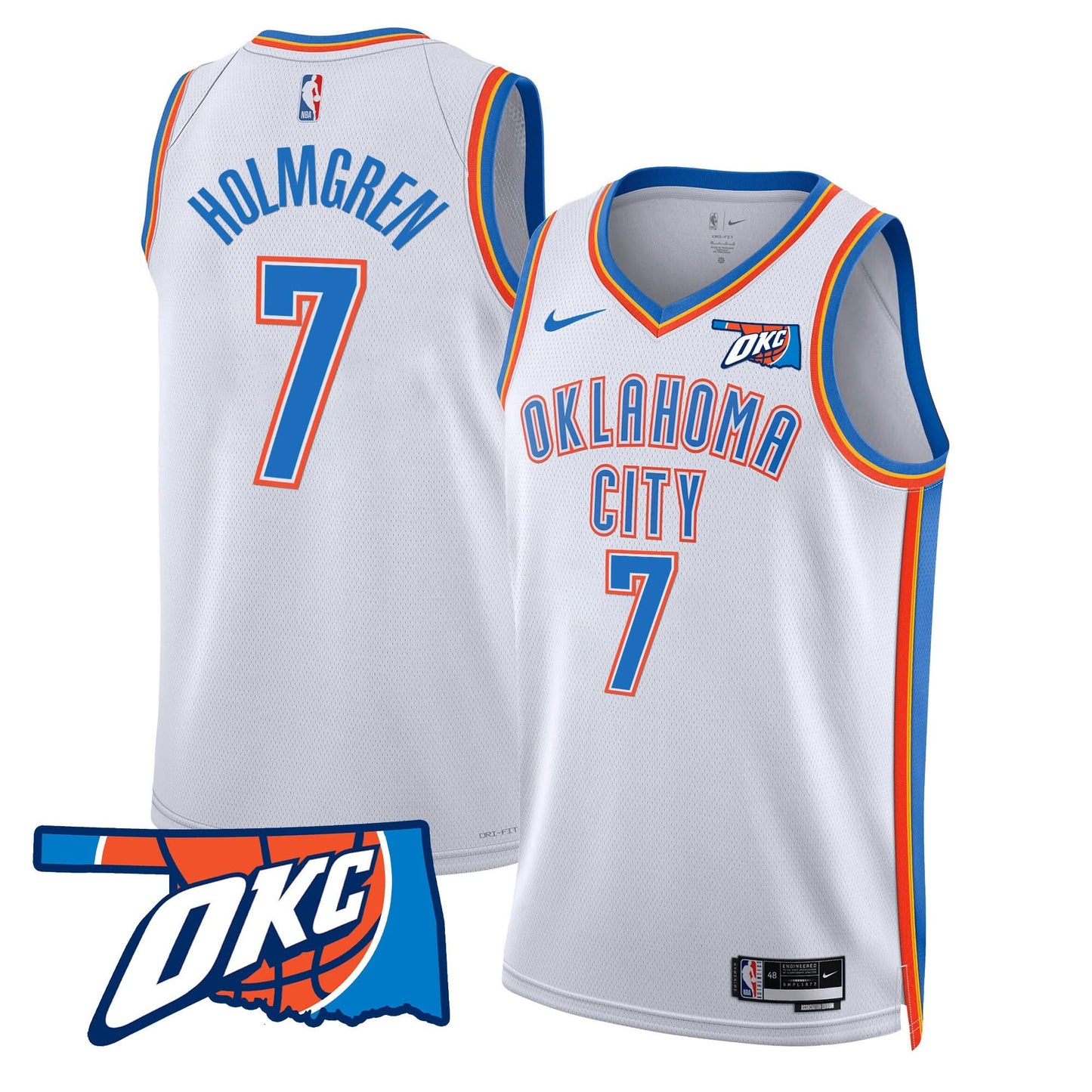 Men's Oklahoma City Thunder Swingman Jersey - Oklahoma Patch - All Stitched