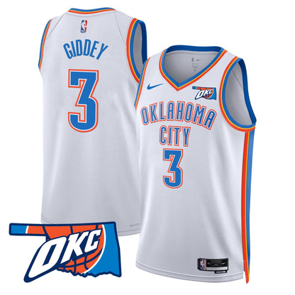 Men's Oklahoma City Thunder Swingman Jersey - Oklahoma Patch - All Stitched