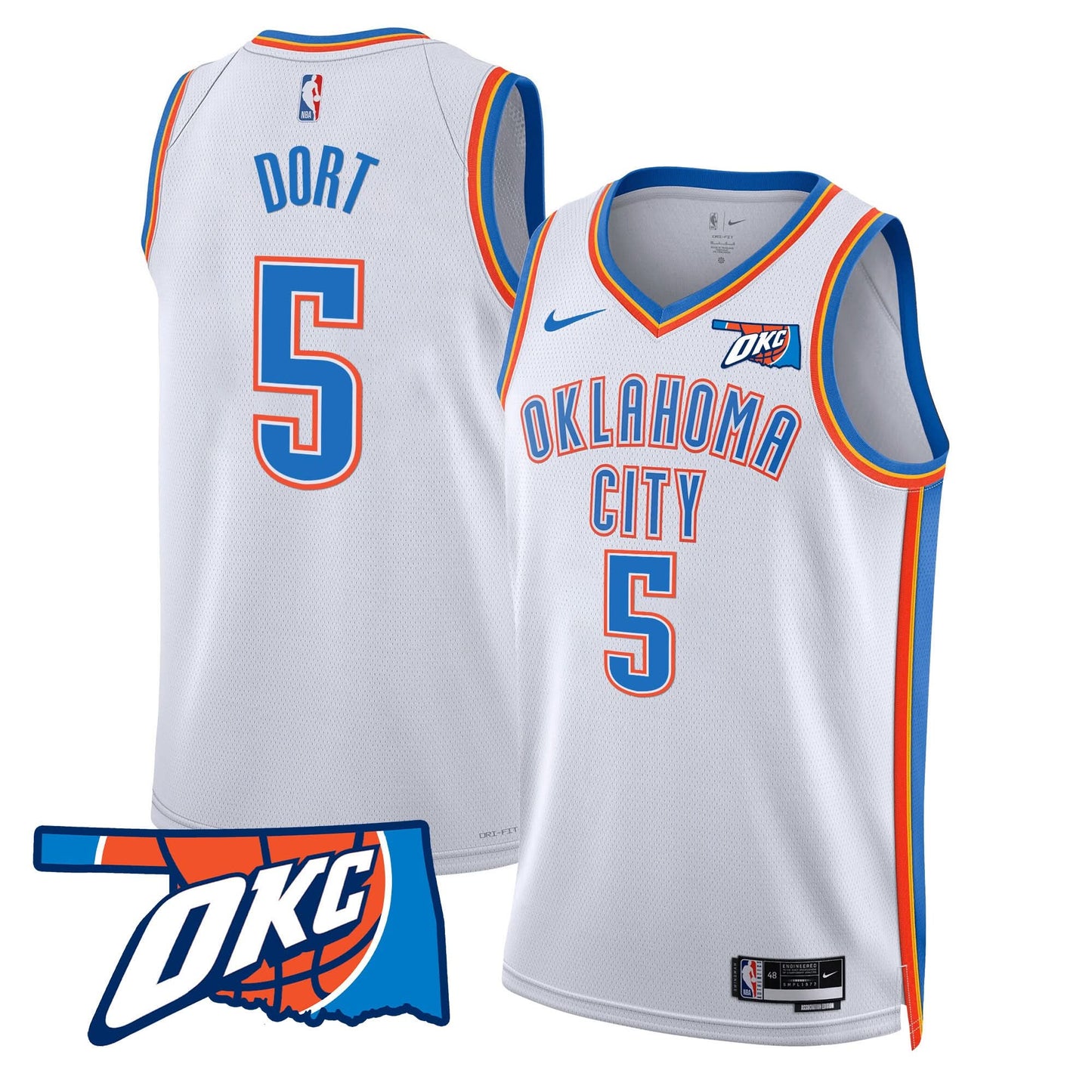 Men's Oklahoma City Thunder Swingman Jersey - Oklahoma Patch - All Stitched