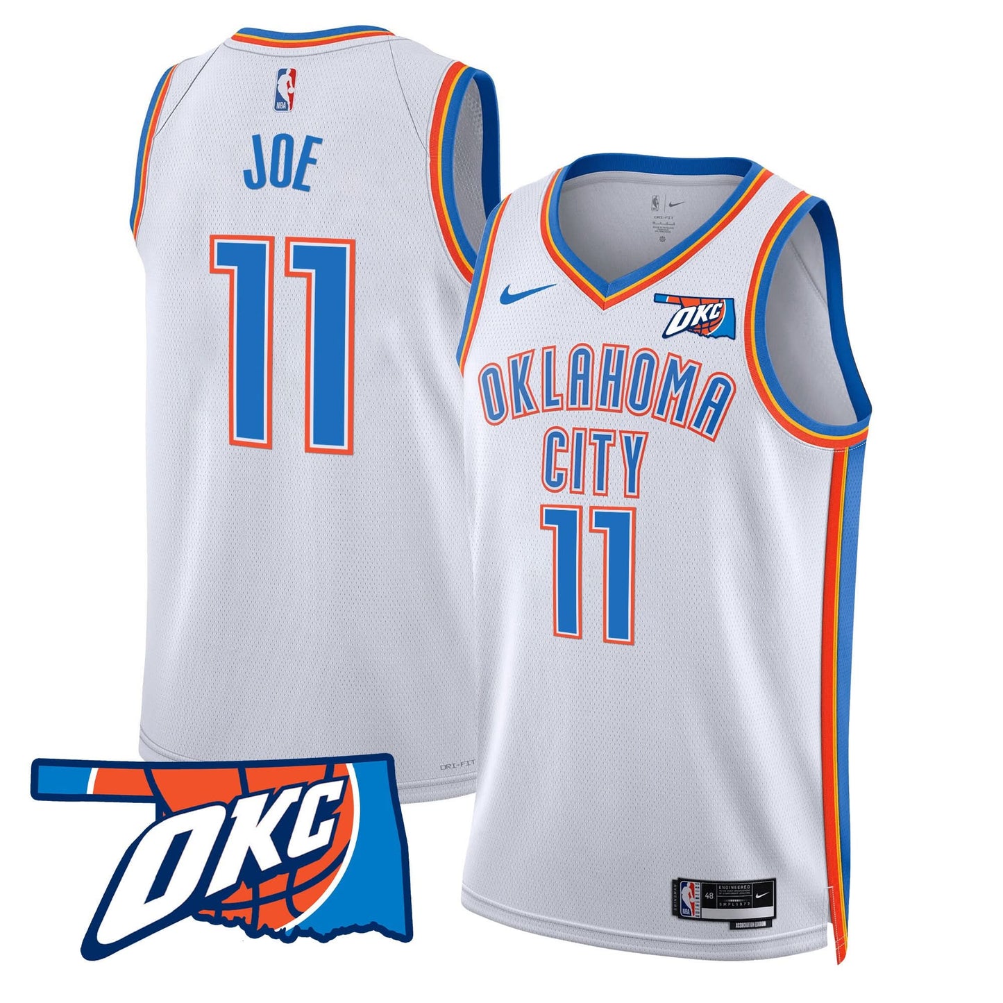 Men's Oklahoma City Thunder Swingman Jersey - Oklahoma Patch - All Stitched