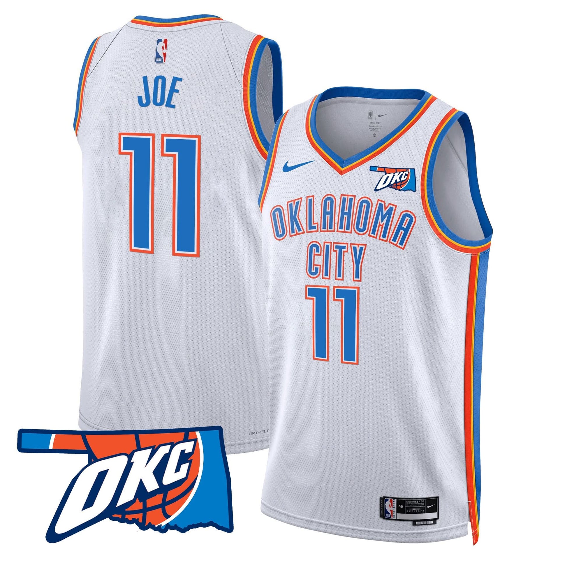 Men's Oklahoma City Thunder Swingman Jersey - Oklahoma Patch - All Stitched
