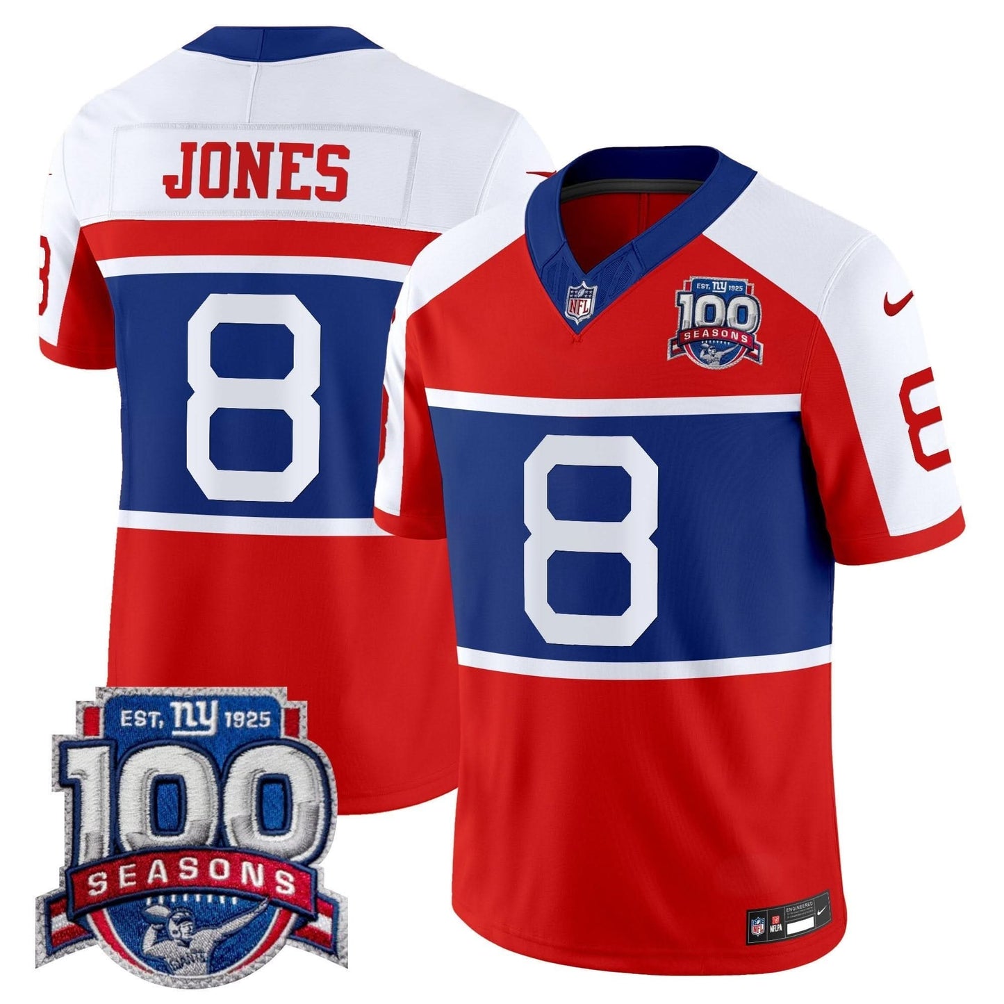 New York Giants 'Century Red' 100th Season Commemorative Vapor Jersey - All Stitched