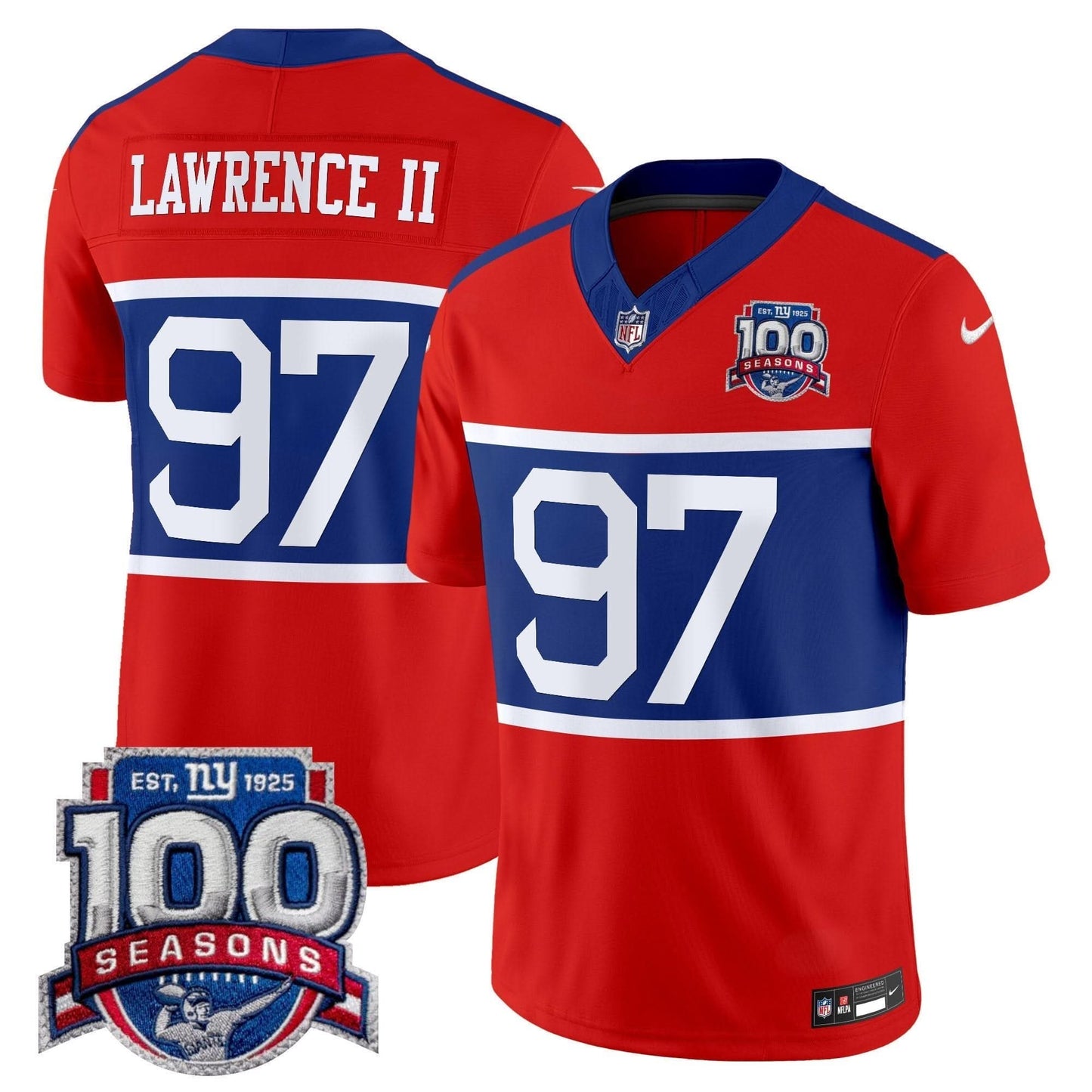 New York Giants 'Century Red' 100th Season Commemorative Vapor Jersey - All Stitched