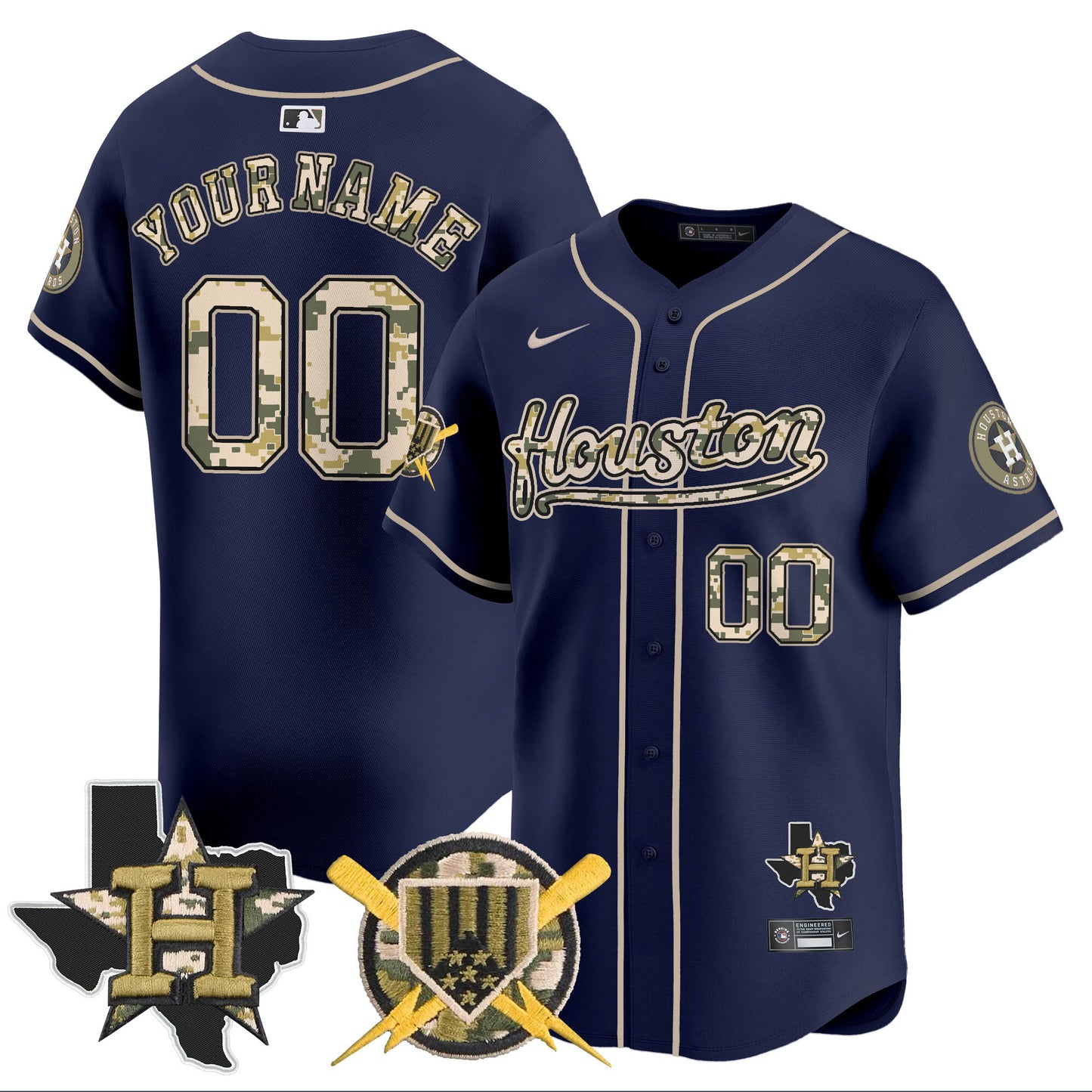 Houston Astros Armed Forces Day Vapor Premier Limited Custom Jersey - All Stitched V2